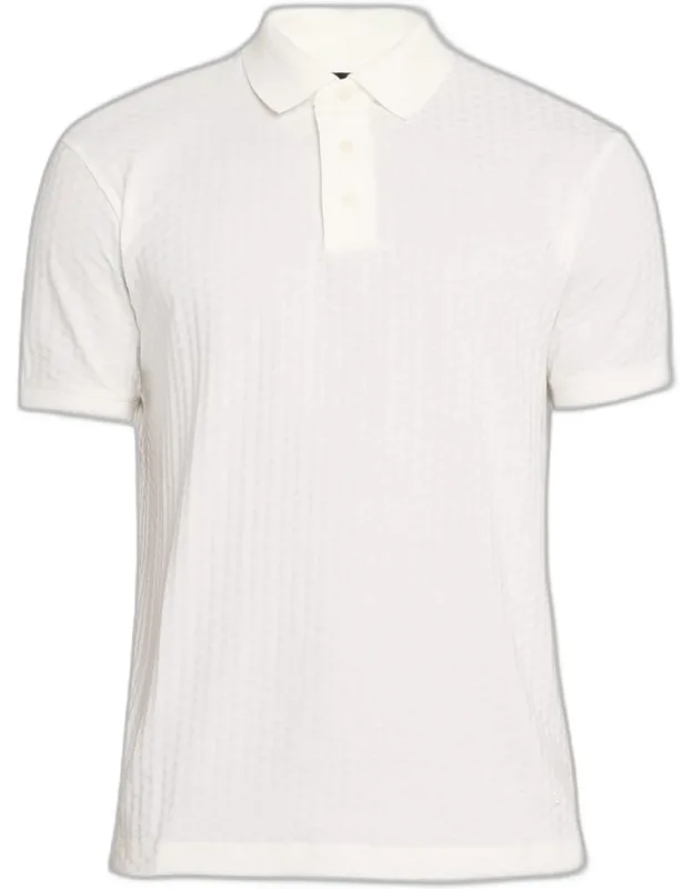 Cotton Geometric-textured Polo Shirt