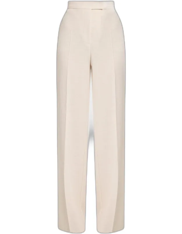 Wide-leg Wool Pique Trousers