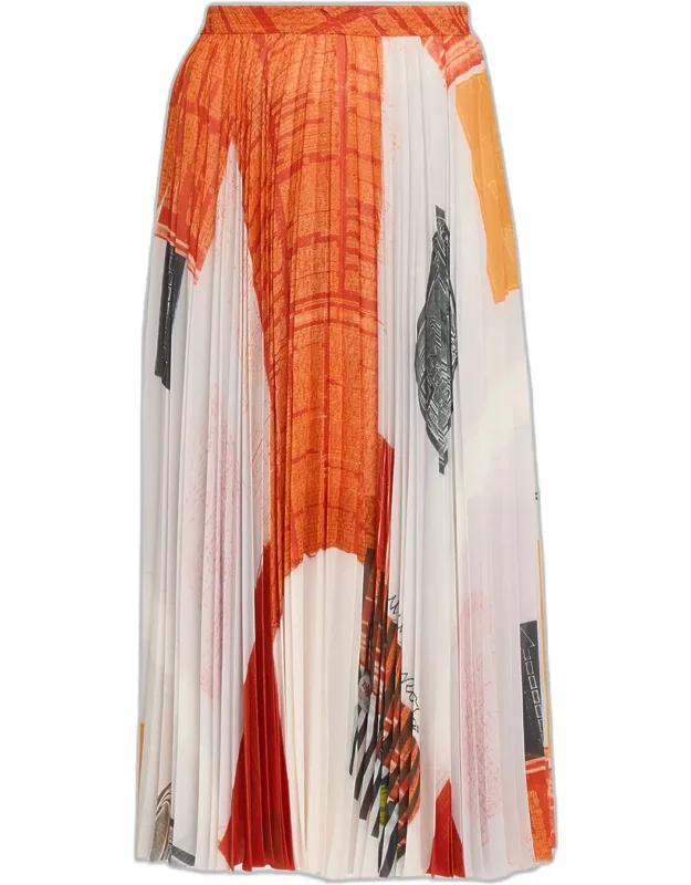 Pleated Chiffon Midi Skirt