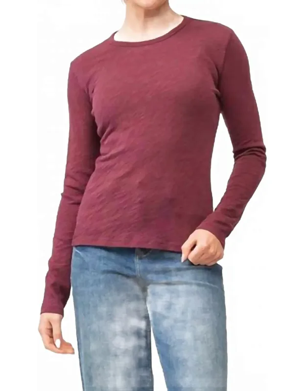 Nona Slub Long Sleeve Crew Neck Tee