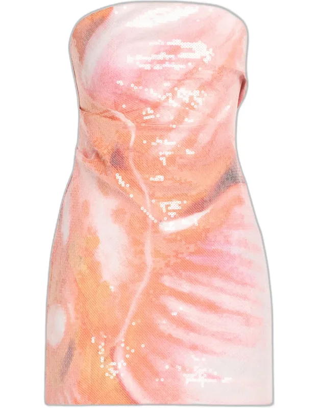 Sequined Strapless Mini Dress