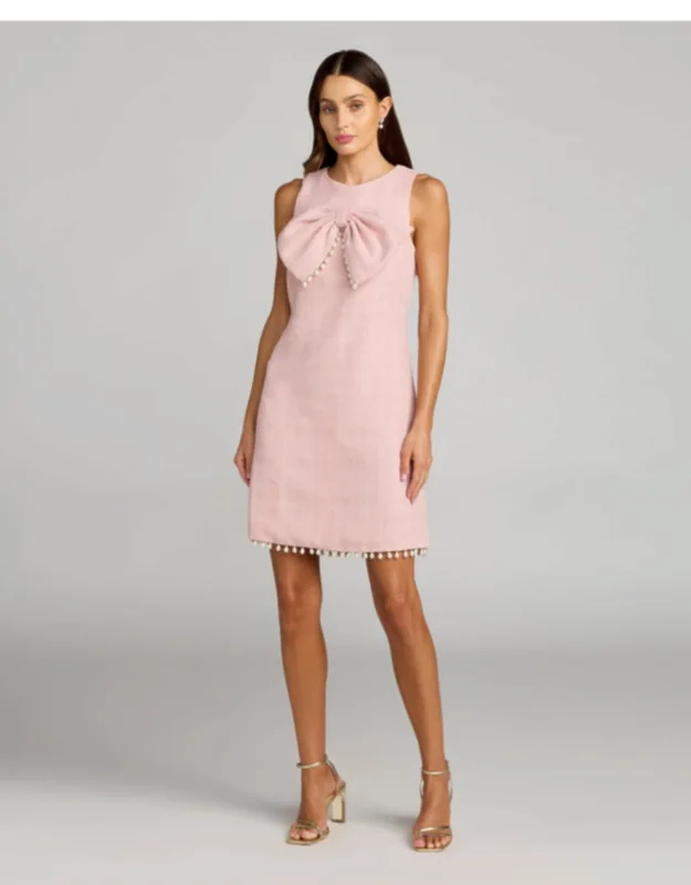 Boucle Pearl Mini Dress With Bow