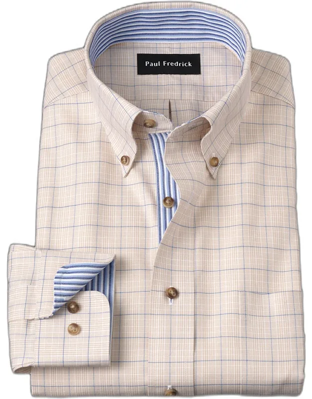Non-iron Cotton Glen Plaid Dress Shirt