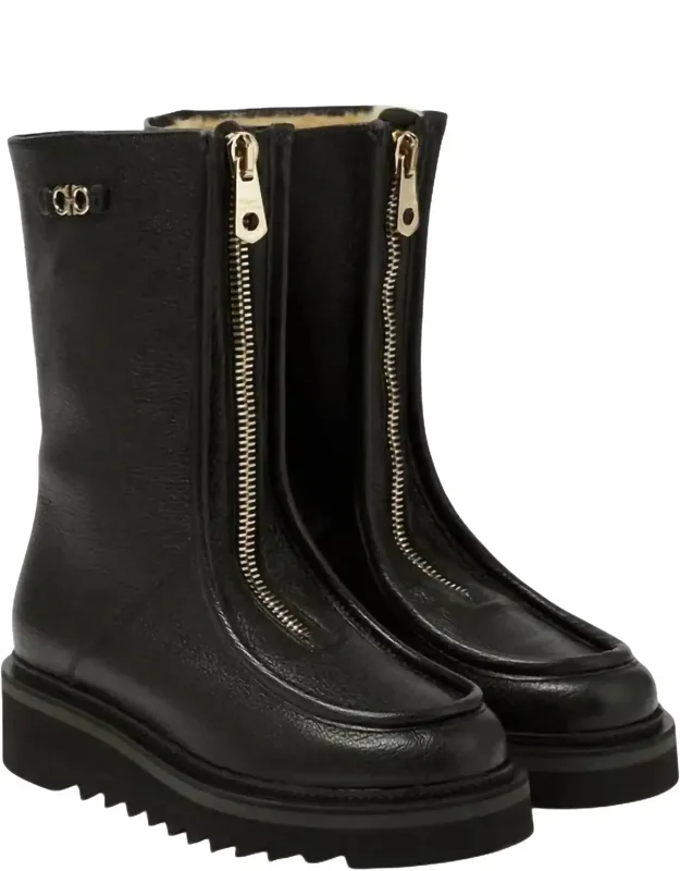 Zip-up Leather Boots