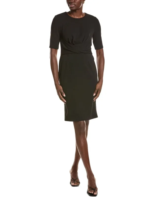 Wrapped Overlay Bodice Sheath Dress