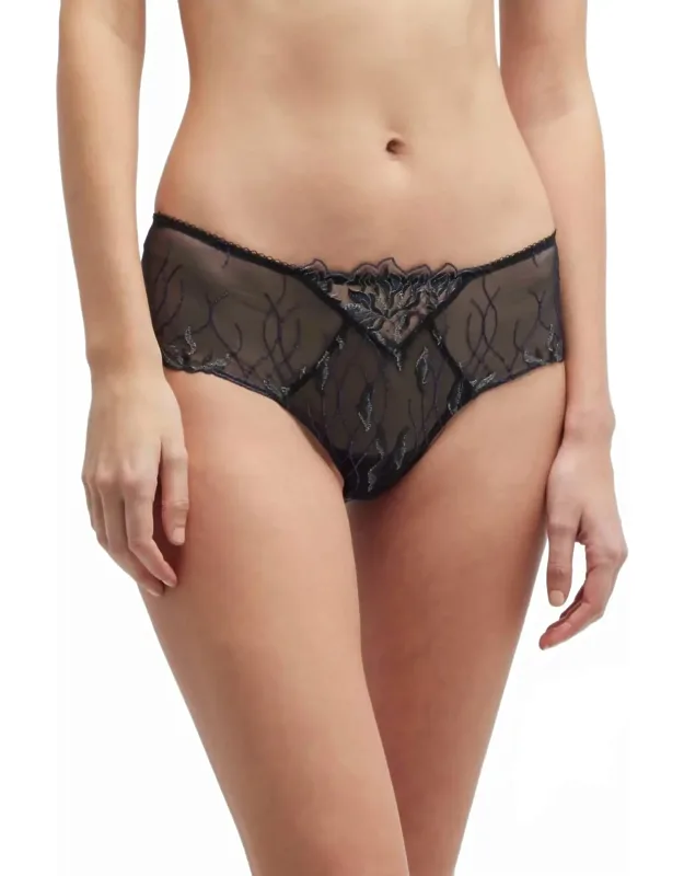 Embroidered Mesh Thong Bottom