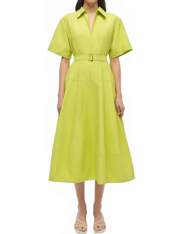 Deanna Short Sleeve Belted Midi Dress