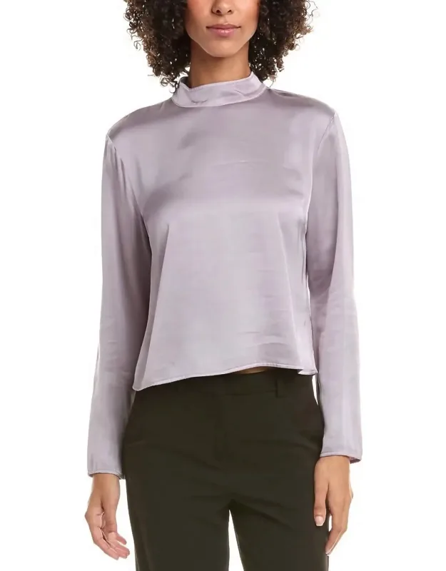 Mock Neck Button Back Top