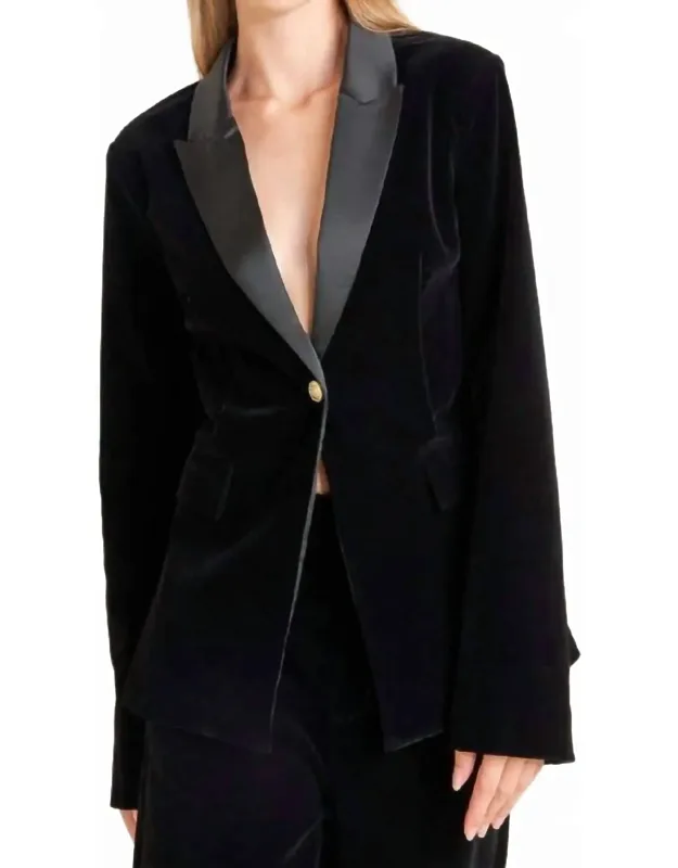 Velvet Blazer With Satin Collar