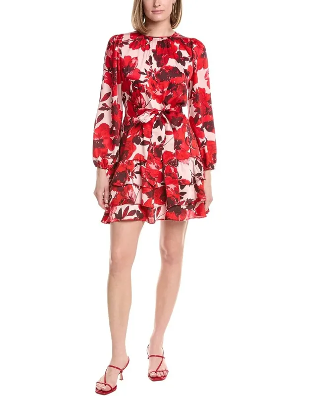 Blouson Sleeve Tiered Flounce Mini Dress
