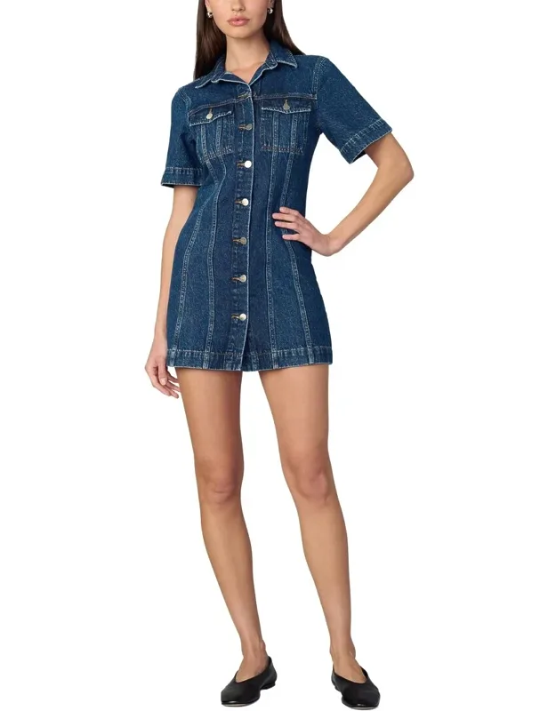 Denim Trucker Linen-blend Shift Dress