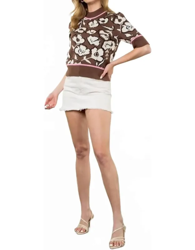 Rita Flower Knit Short Sleeve Top