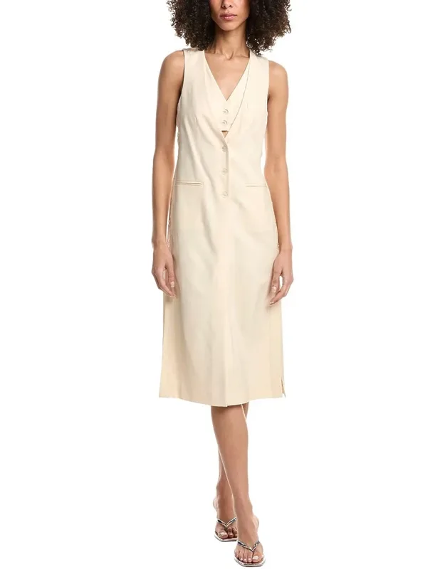 Tailored Vest Wool-blend Midi Dress