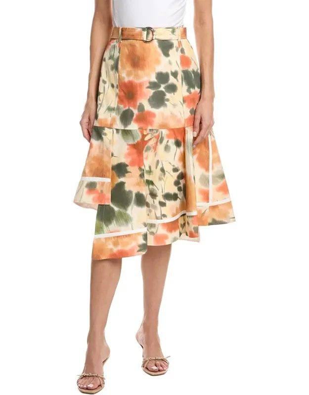 Blurred Marigold Asymmetric Panel Skirt