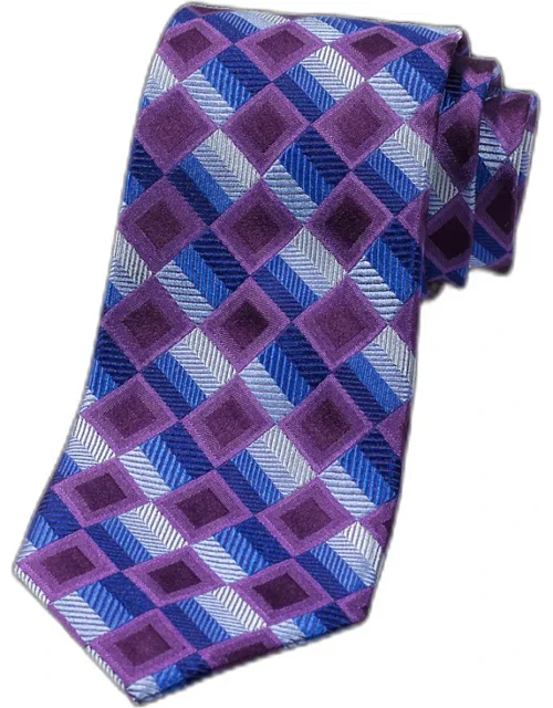Geometric Woven Silk Tie, Approximately 3 1/8'' Width, Imported