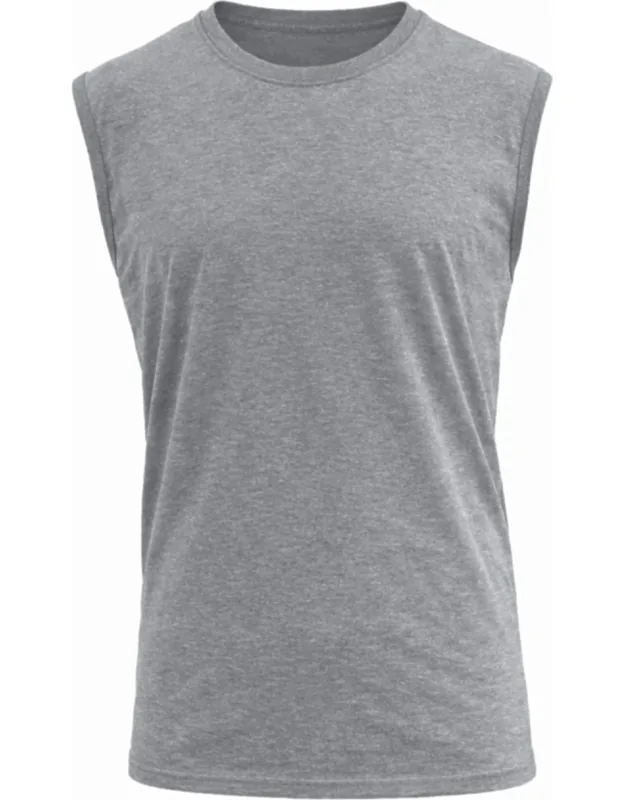Slim Fit Sleeveless Muscle Tee - Breathable Cotton Fabric, Crew Neck