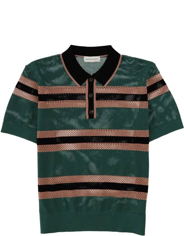 Perforated "mercy Stripe" Polo Shirt