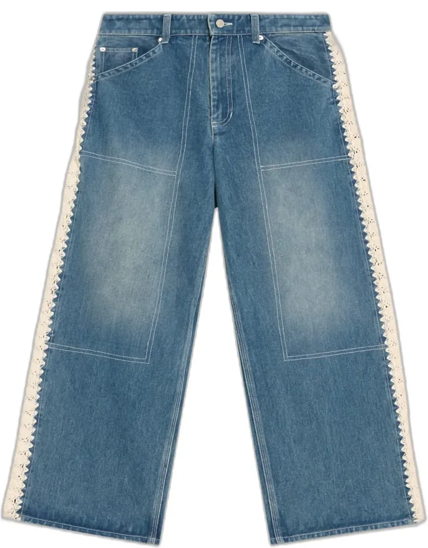 Crochet-trim Utility Jeans