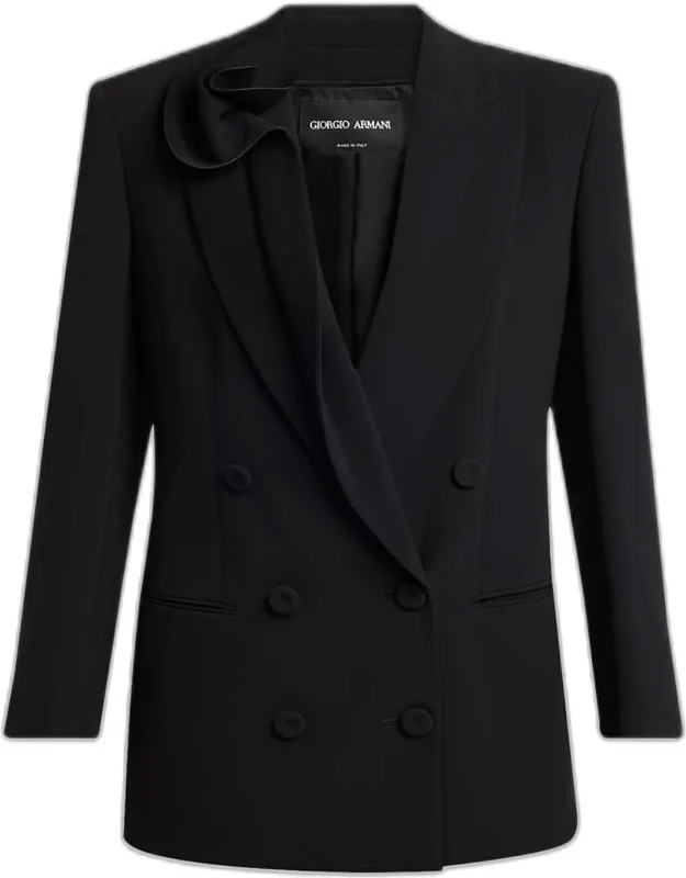 Rosette Lapel Double-breasted Blazer