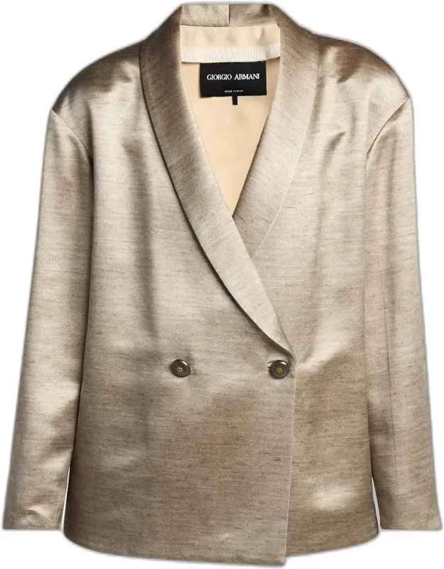 Silk Double-breasted Blazer