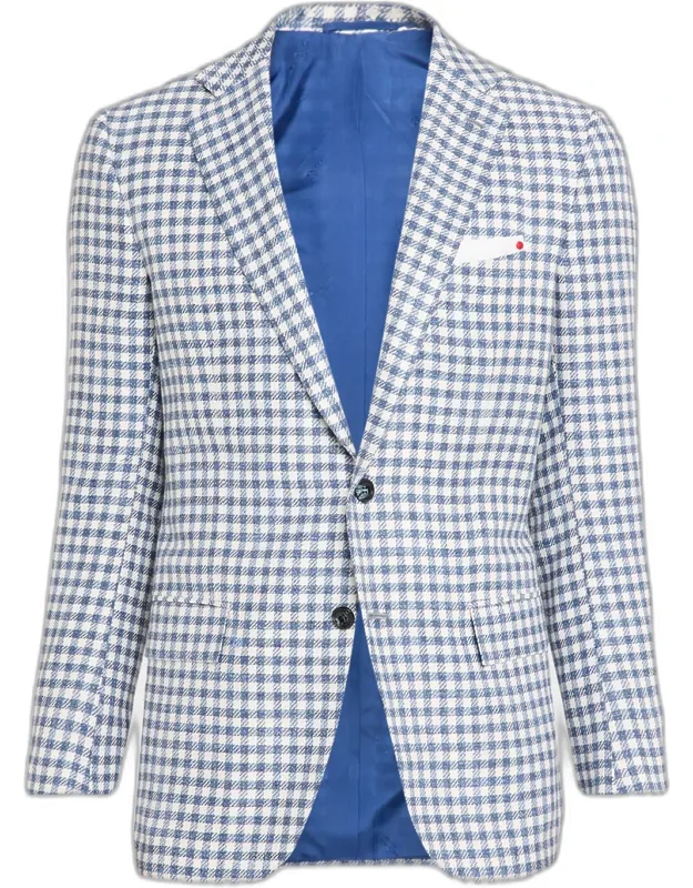 Cashmere, Wool, And Silk Woven Plaid Sport Coat