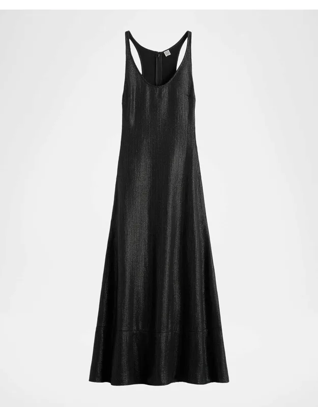 Sculpted Shimmering Cotton Midi Tank Dress