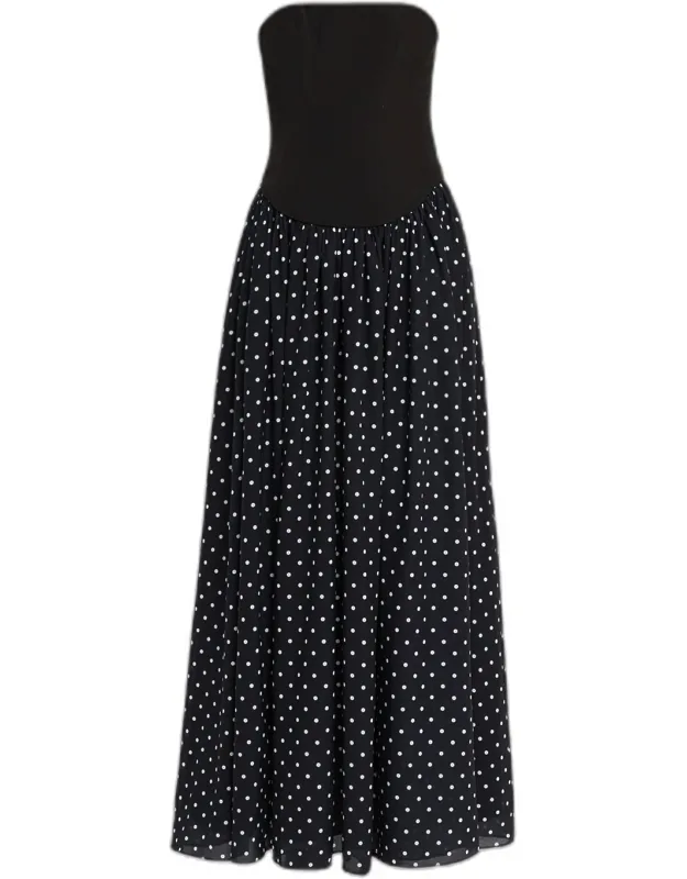Polka-dot Strapless Maxi Dress