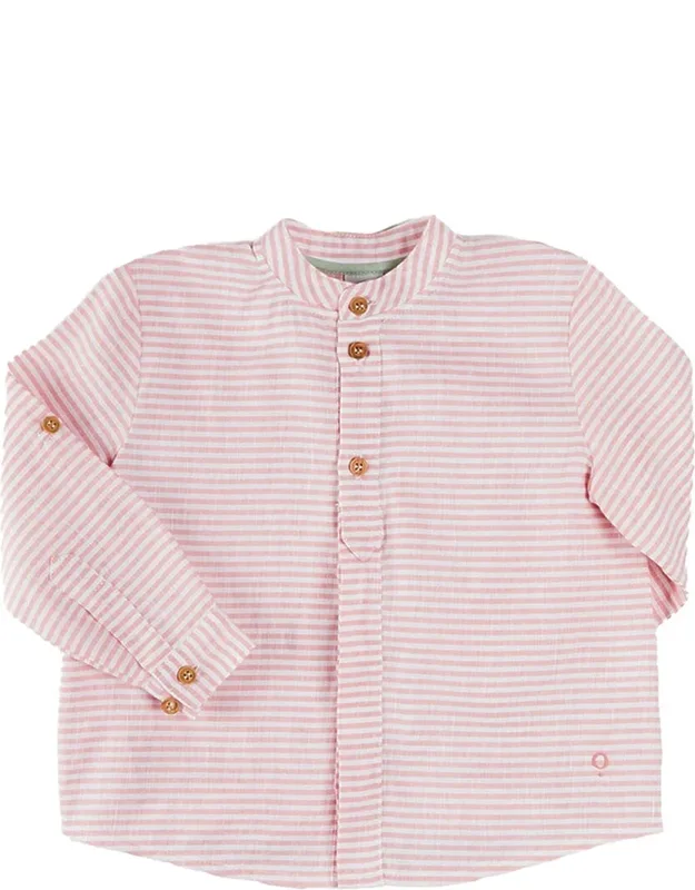 Hertford Striped Mao Collar Linen-blend Shirt