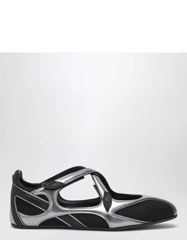 Ballerina Flat Floor 01 With Almond Toe And Crisscross Velcro Closure
