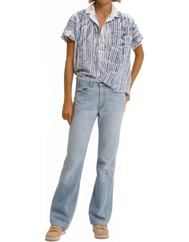 Motley Button Front Short Sleeve Top