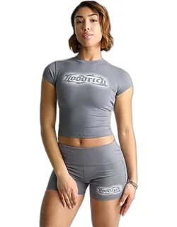 Luz Rhinestone Cap-sleeve Fitted T-shirt