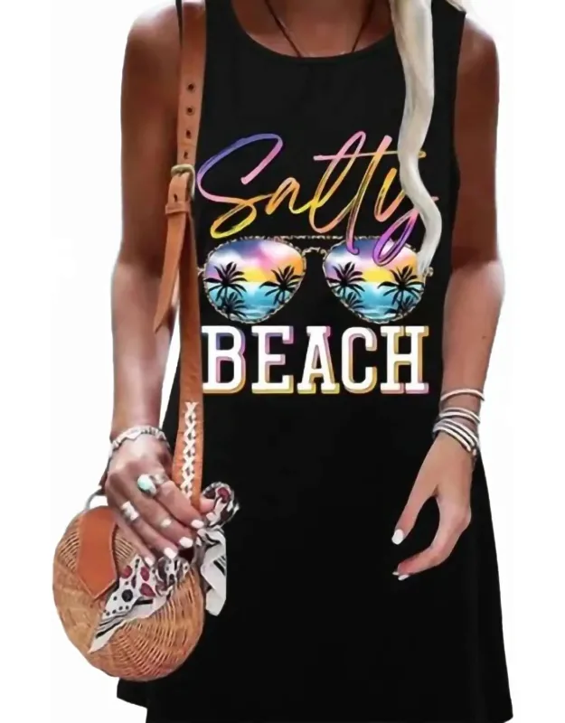 Salty Beach Graphic Tank Dress