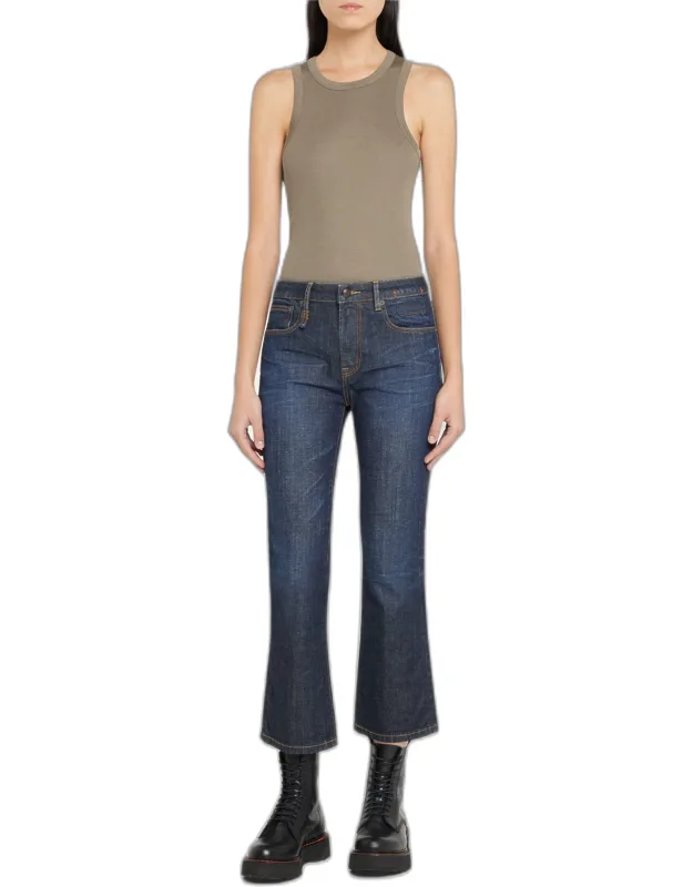 Mid-rise Straight Kick Ankle Jeans