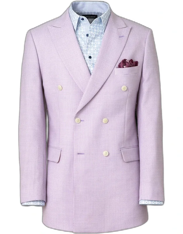 Houndstooth Double Breasted Peak Lapel Suit Jacket