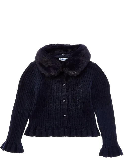 Faux Fur Collar Cardigan