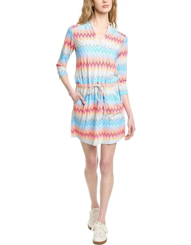3/4-sleeve Drawstring Dress