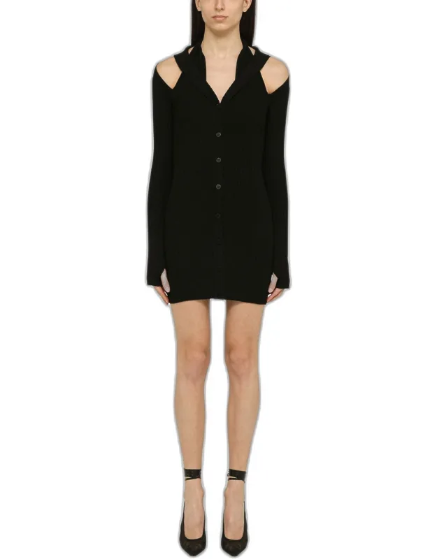 Ribbed Mini Dress With Cut Out