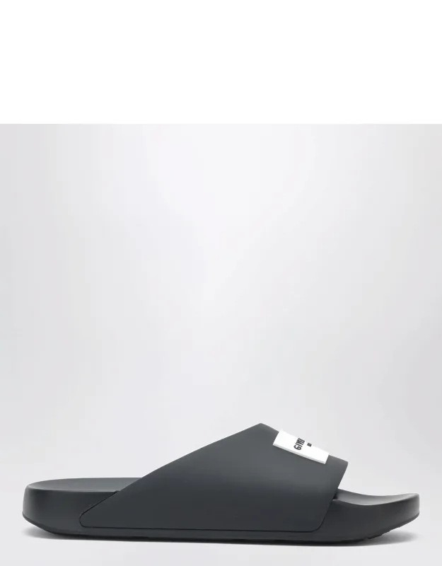 _flat Mules With Asymmetric Design And Rubber Logo Lettering_