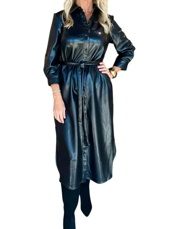 Leather Button Down Dress