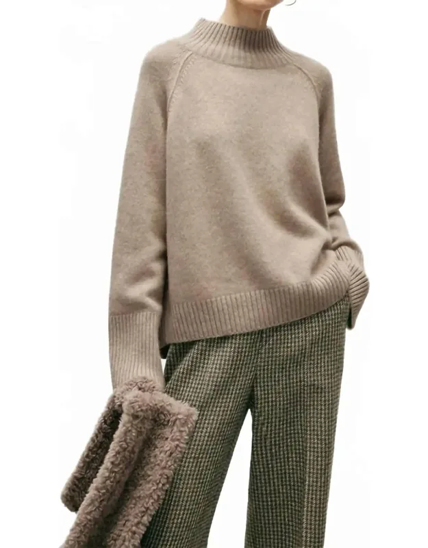 Mock Neck Loose Fit Cashmere Sweater