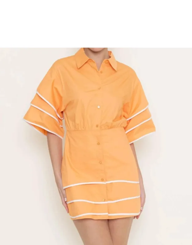 Contrast Piping Mini Shirt Dress