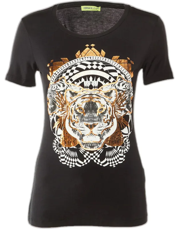 Jeans With Tiger Print Fabric Blend