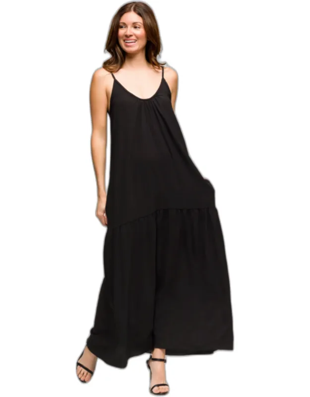 Lightweight Scoop Neck Spaghetti Strap Pocket A Line Maxi Dress