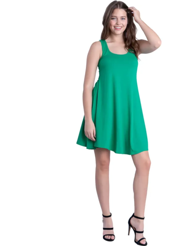 Scoop Neck Sleeveless A Line Tank Swing Mini Dress
