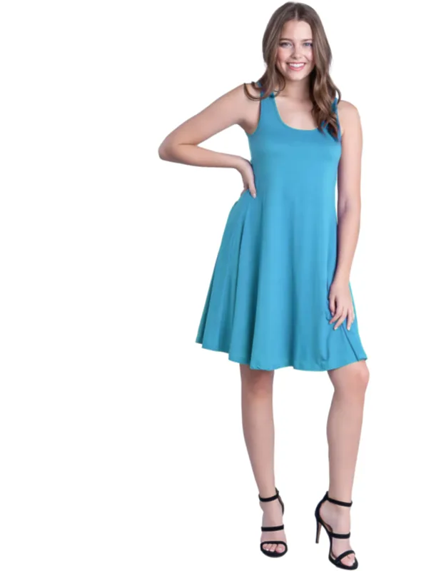 Scoop Neck Sleeveless A Line Tank Swing Mini Dress
