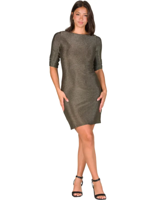 Elbow Length Sleeve Shimmer Bodycon Mini Party Dress