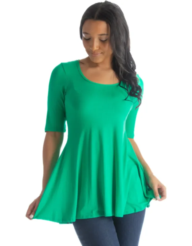 Elbow Sleeve Swing Tunic Top