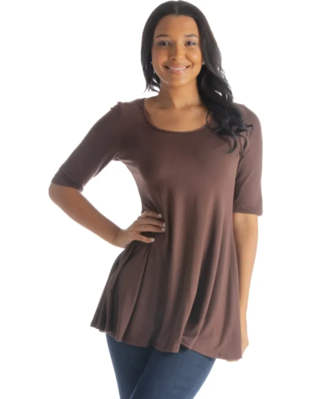 Elbow Sleeve Swing Tunic Top