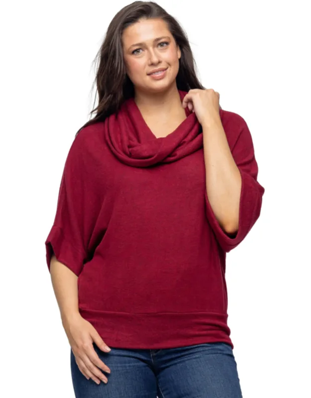 Cowl Neck Dolman Sleeve Sweater Top