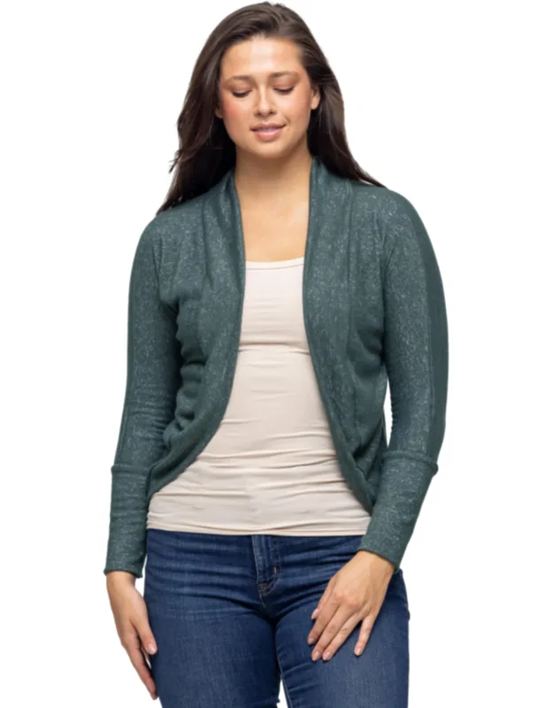 Curved Hem Open Front Long Bolero Shrug